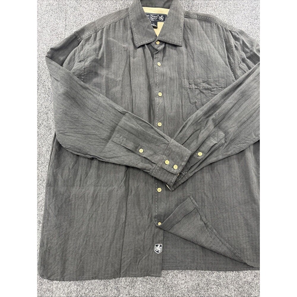 Nat Nast Luxury Originals Silk Cotton Button Up Shirt Gray Mens Large Casual - Picture 4 of 11